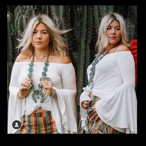Lil Bees Bohemian off the shoulder bell sleeve top